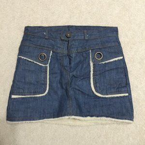 Korean Denim Faux Shearling Skirt (BNWOT)